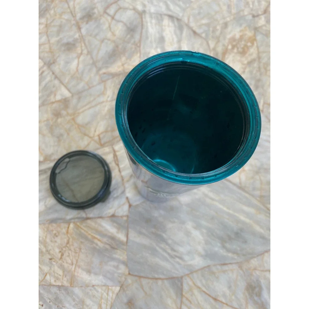 Starbucks 24oz Tropical Floral Gold Metallic Cold Cup Tumbler 011132611 Teal Lid